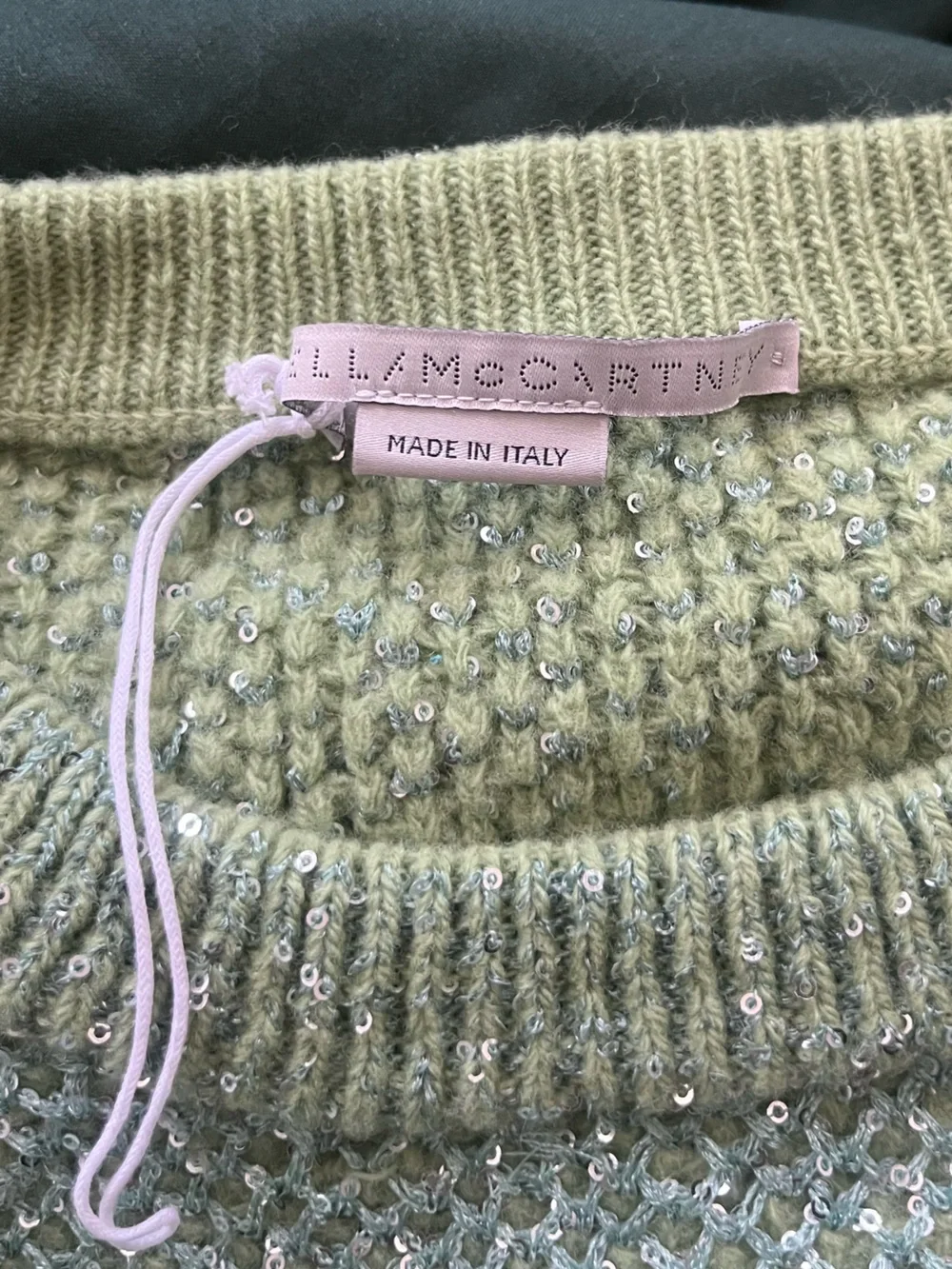 Stella McCartney Sequined Wool-Blend Mini Sweater Dress Light Green size Large